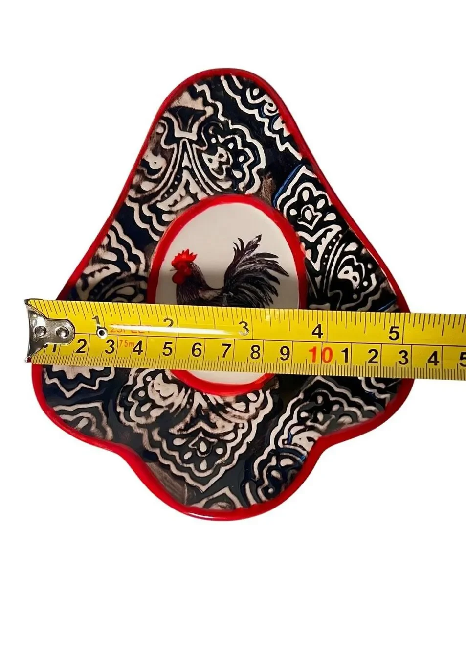 Retro Cracker Barrel Rooster Spoon Rest Chicken Decor Black Red